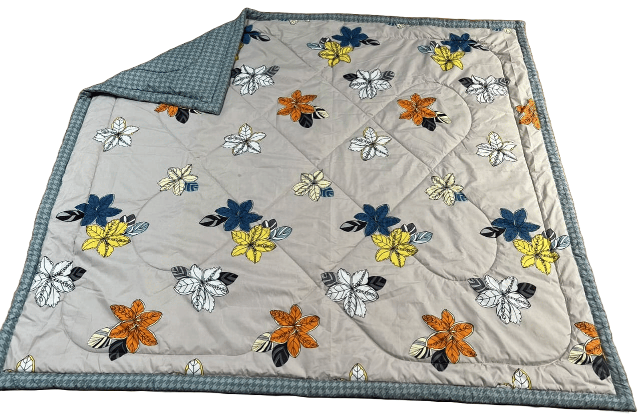 Quilted Cotton Blanket - Soft and Warm Floral Blanket for All Seasons