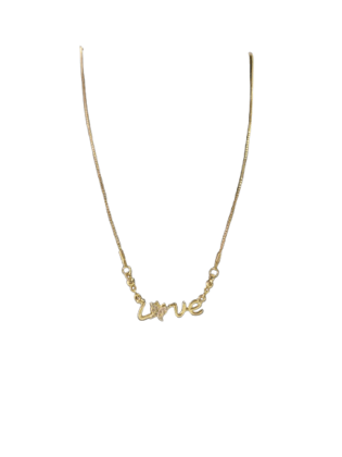 Gold Plated Cubic Zirconia "Love" Pendant Necklace
