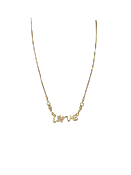 Gold Plated Cubic Zirconia "Love" Pendant Necklace