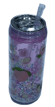 Cute Peach Glitter Tumbler with Lid and Straw