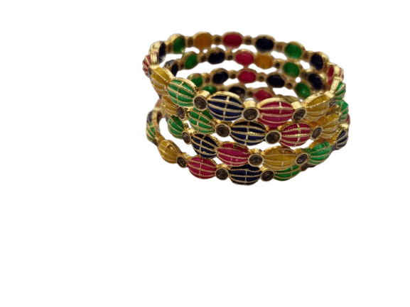 Gold Plated Multicolor Bangle Set for Women - Set of 4