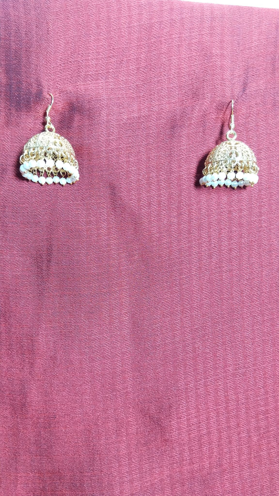 Exquisite Pearl and Gold Jhumka Earrings for Women
