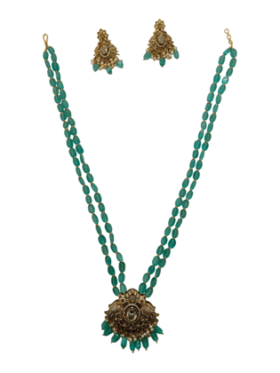 **Indian Ethnic Gold Plated Kundan Meenakari Pearl Necklace Set With Earrings For Women** **Indian Ethnic Gold Plated Kundan Meenakari Pearl Necklace Set With Earrings For Women**