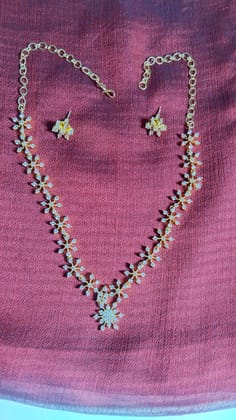 Gold-plated American Diamond Necklace Set with Earrings for Women Gold-plated American Diamond Necklace Set with Earrings for Women