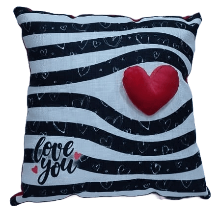 Striped Heart Accent Pillow with "Love You" Sentiment
