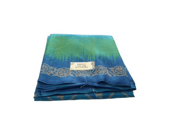 Blue and Green Colour Soft Silk Saree with Blouse Piece