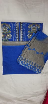Blue Cotton Printed Salwar Kameez With Dupatta