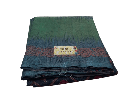 Green and Blue Pure Silk Saree With Blouse Piece