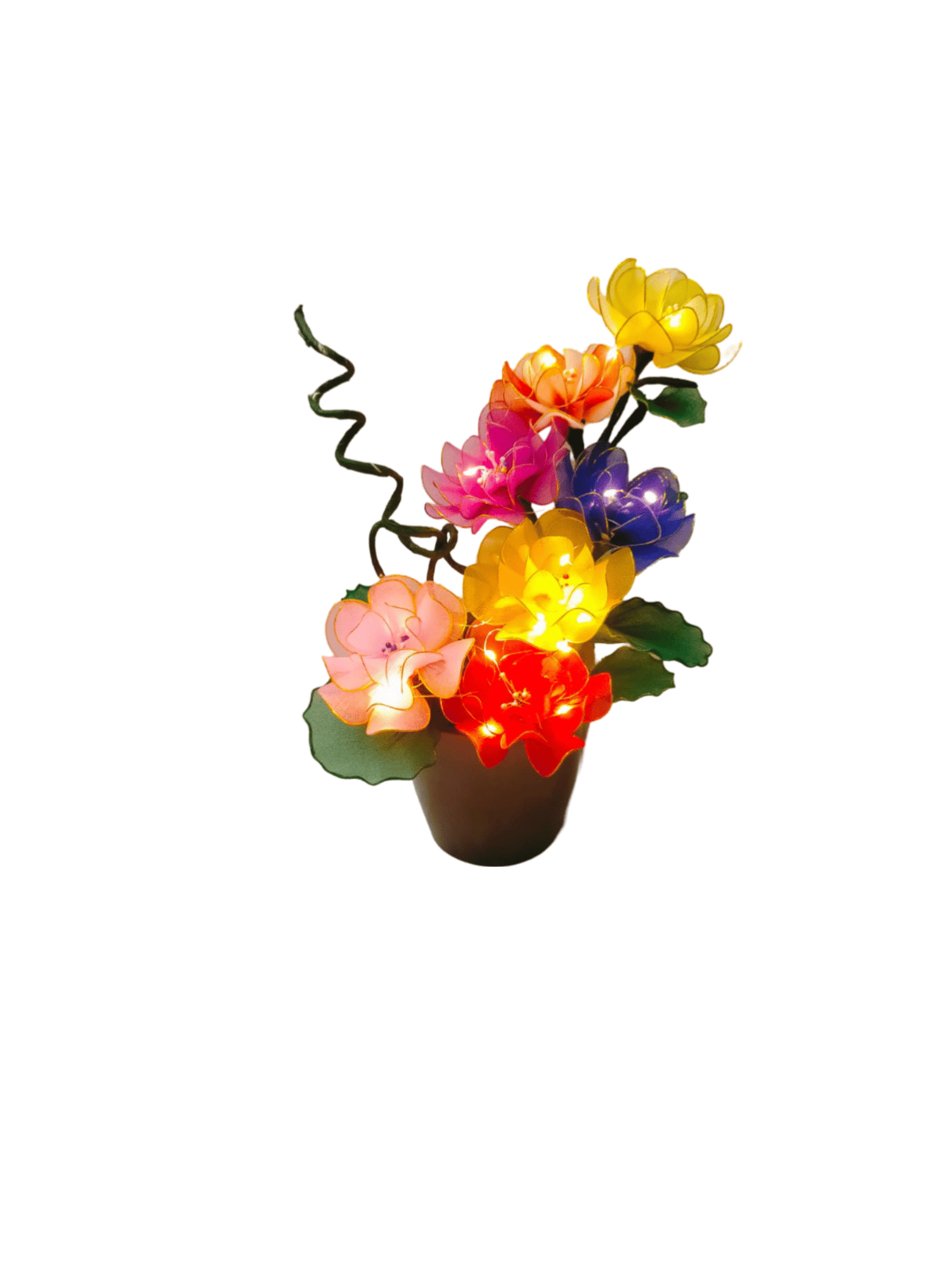 Handmade Brown Pot Rose Multicolour Flowers