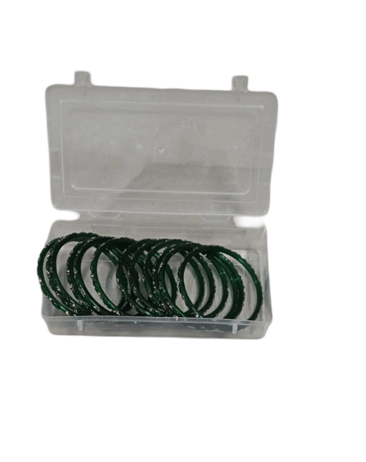 Green Glass Bangles Set of 12