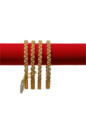 Gold Plated Bangle Set with Cubic Zirconia Stones