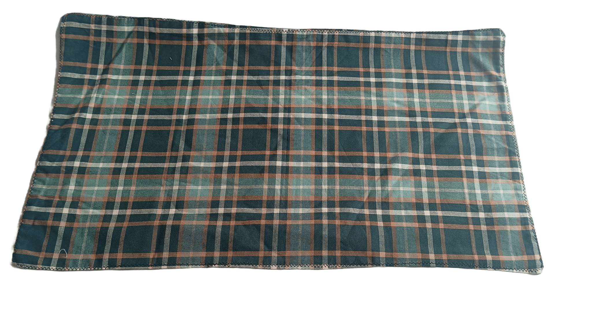 Green and Brown Plaid Cotton Handkerchief