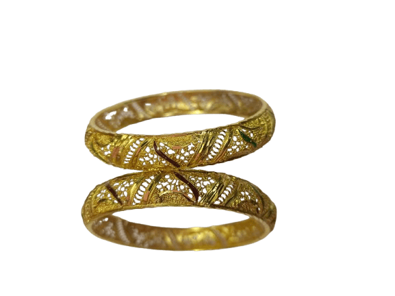 Gold Plated Bangles With Meenakari Work
