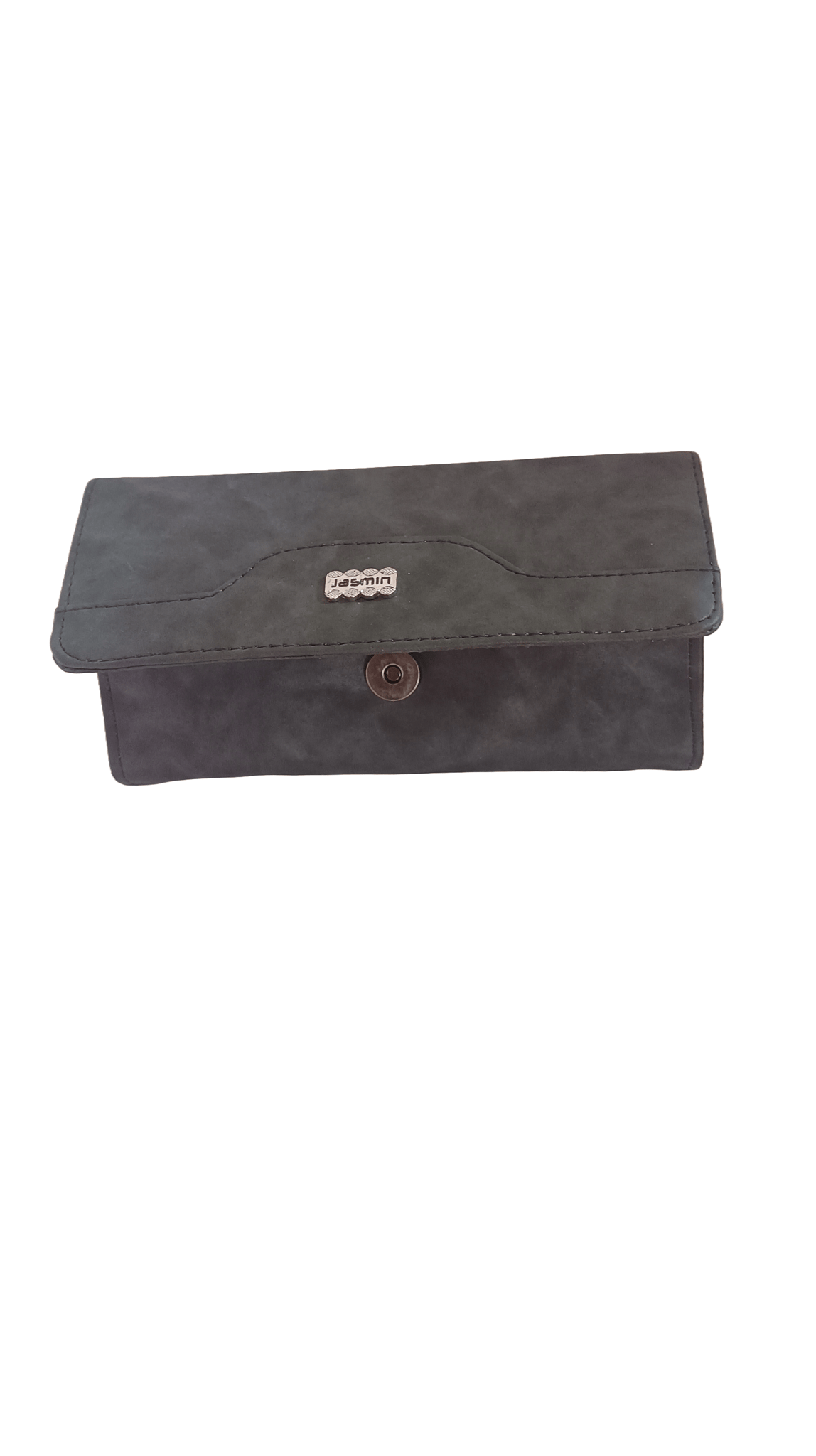 Black Faux Leather Wallet with Button Closure