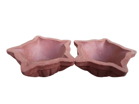 Pack of 2 Handmade Clay Diya Oil Lamps for Diwali Decoration