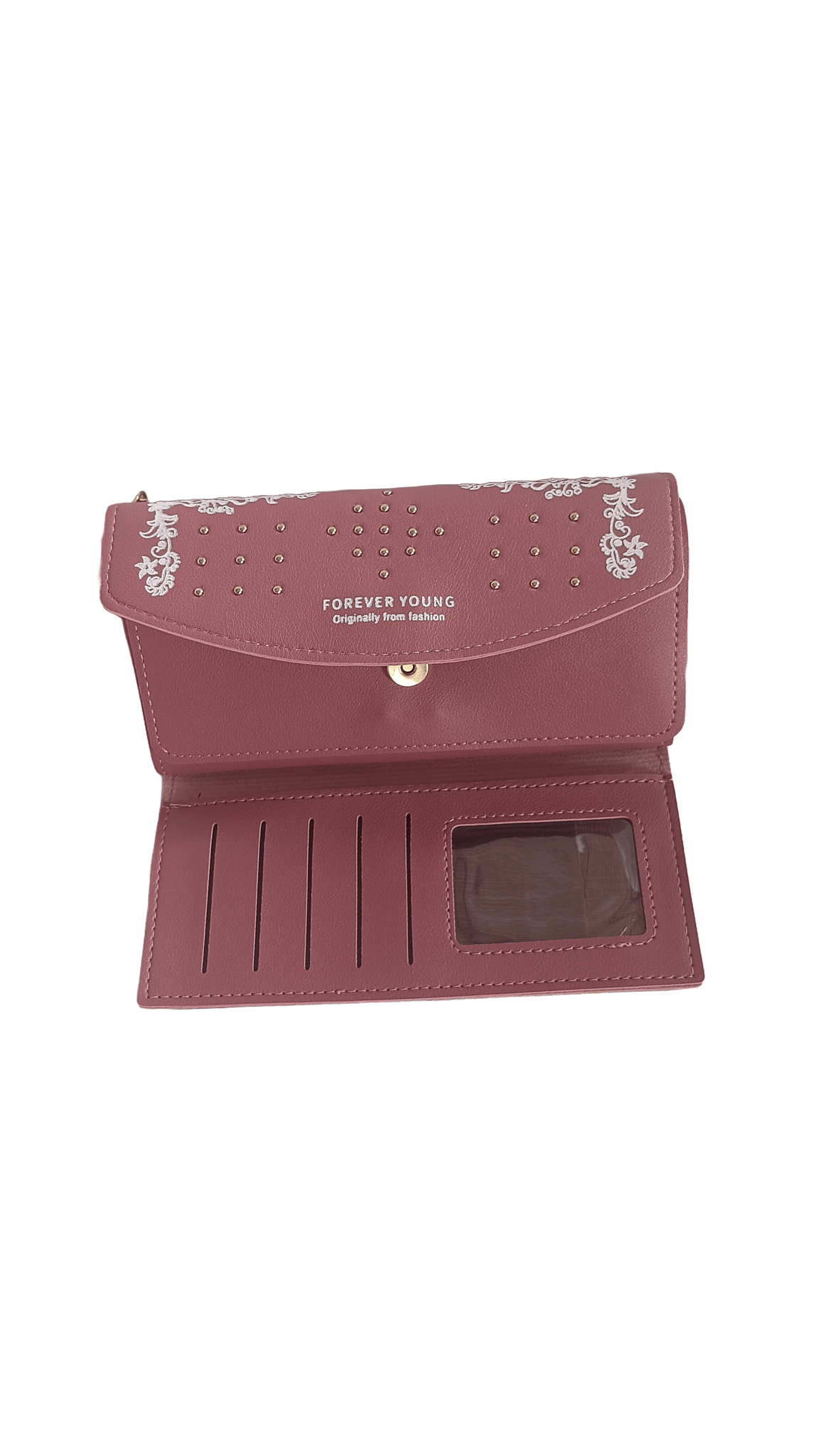 Forever Young Women's Wallet, PU Leather Bifold Clutch Wallets with Snap Closure