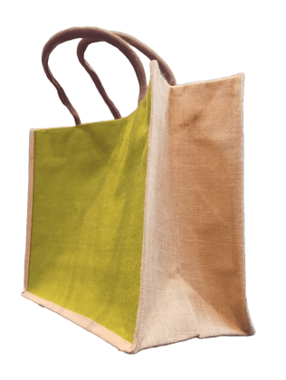 Jute Tote Bag with Brown Handles