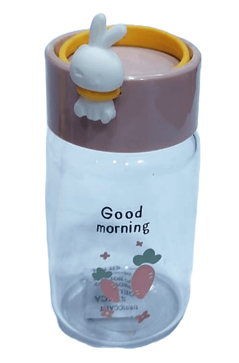 Good Morning Cartoon Glass Jar with Lid