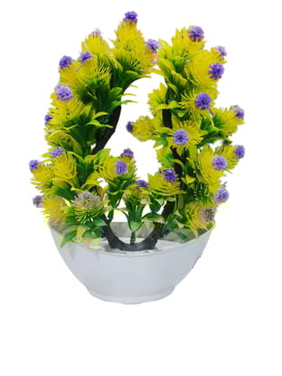 Artificial Flower Plant with Yellow Flowers in White Pot for Home Decor