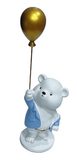 Cute Bear Holding a Balloon Figurine