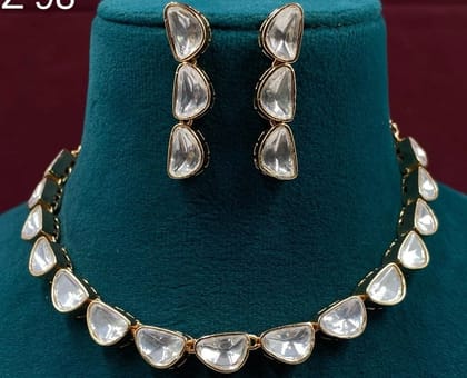 American Diamond Marquise Cut Choker Necklace Set in Gold