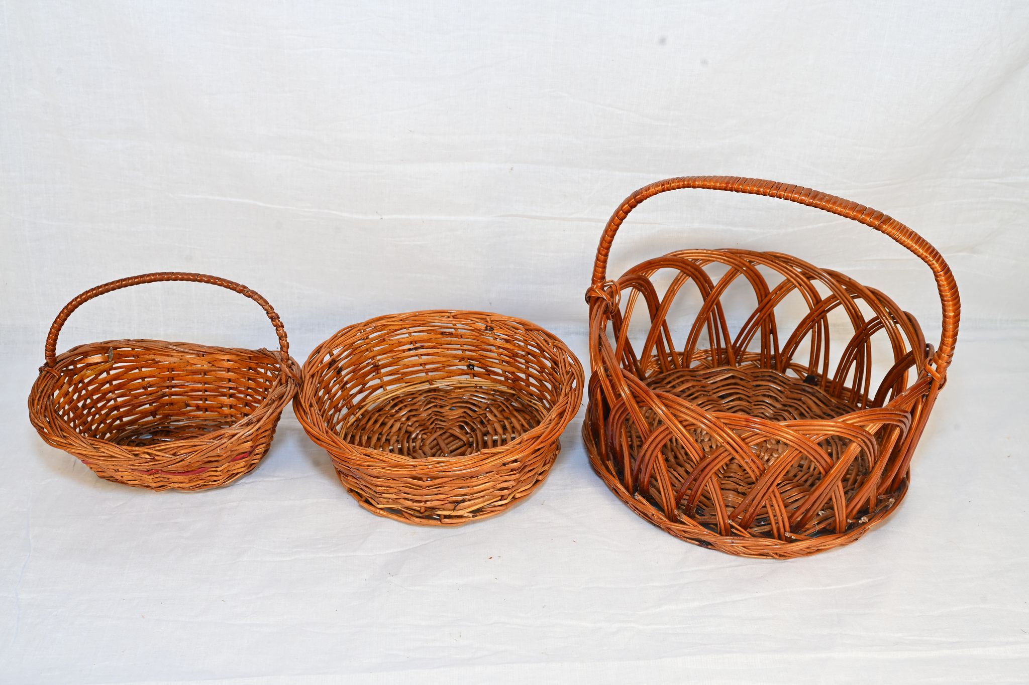 Set of 3 Wicker Baskets with Handles