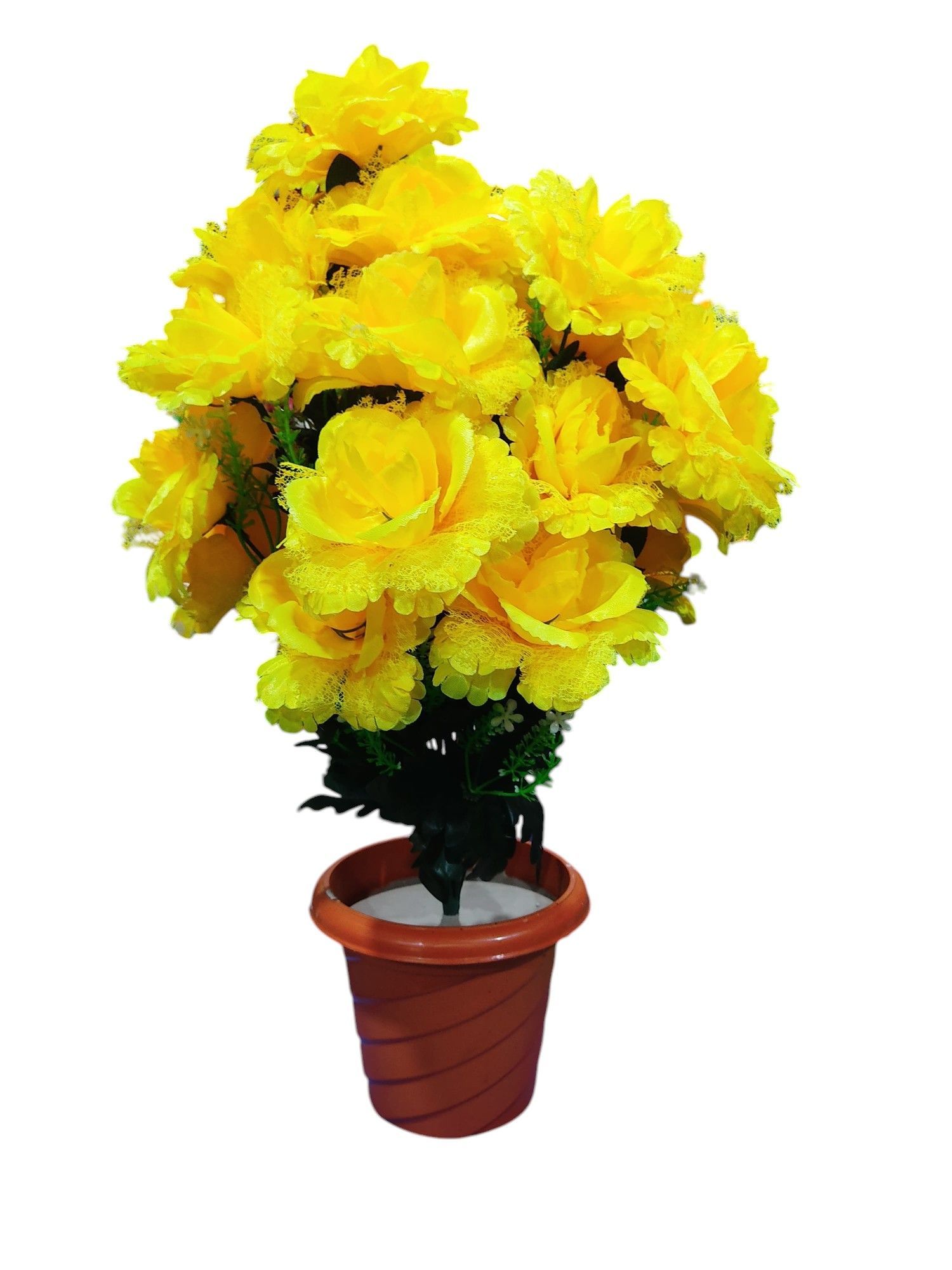 Artificial Rose Flower Plant with Pot for Home Decoration