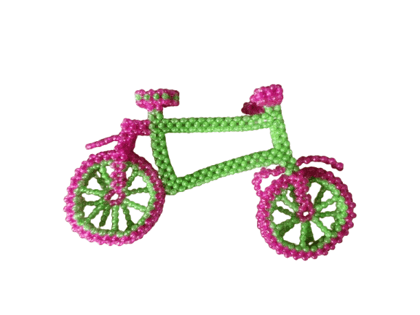 Pink and Green Beaded Bicycle Ornament Pink and Green Beaded Bicycle Ornament
