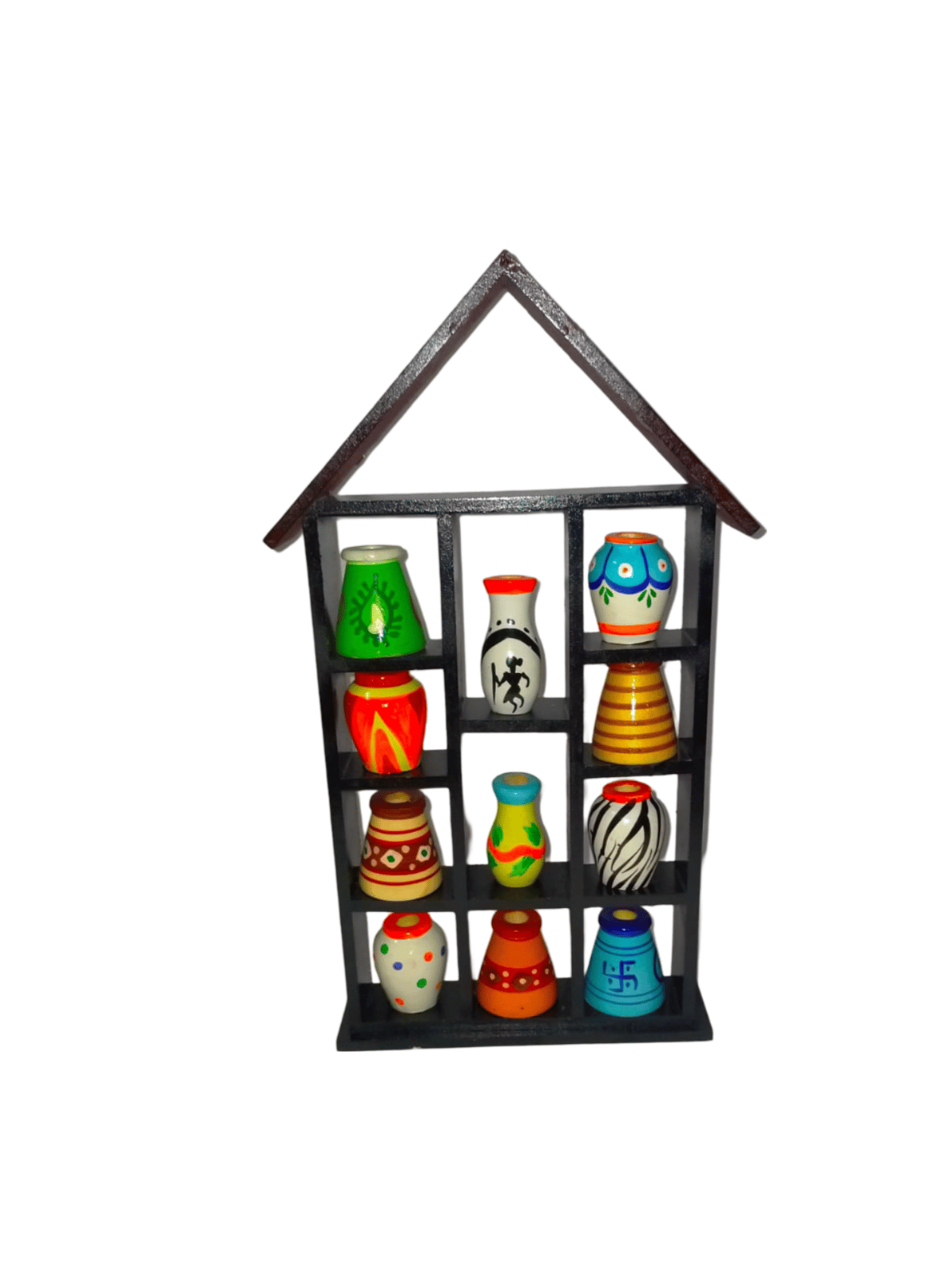 Wooden Hand Painted Vases Home Decor Showpiece