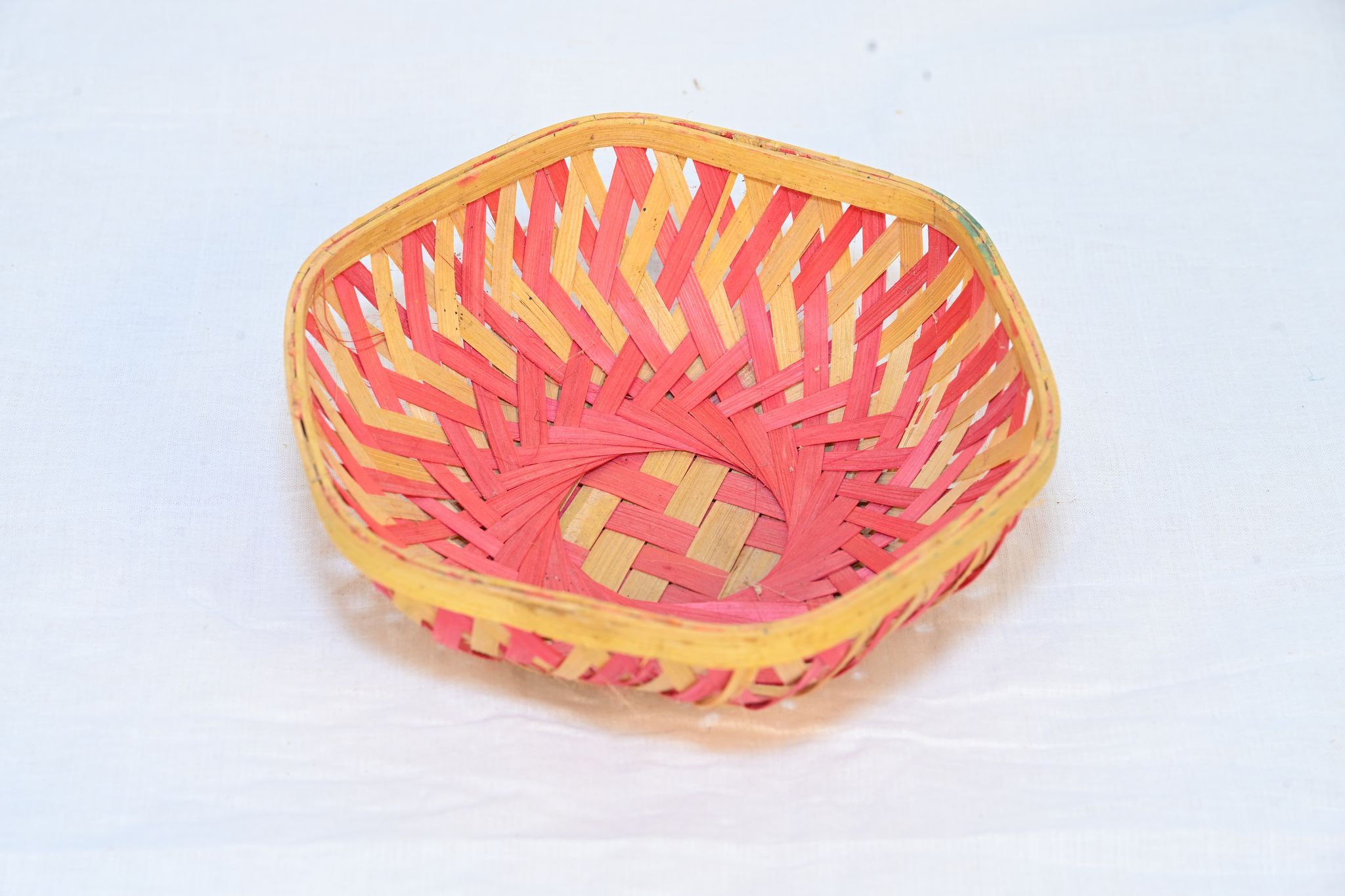 Hexagonal Handwoven Bamboo Basket