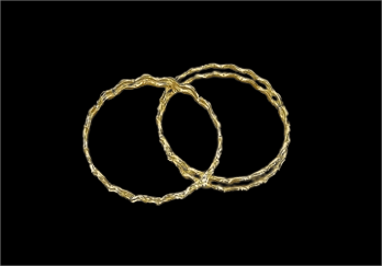 Gold-Plated Textured Bangle Set of 4