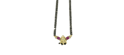 22K Gold Plated Laxmi Pendant Mangalsutra with Black Beads Chain for Women