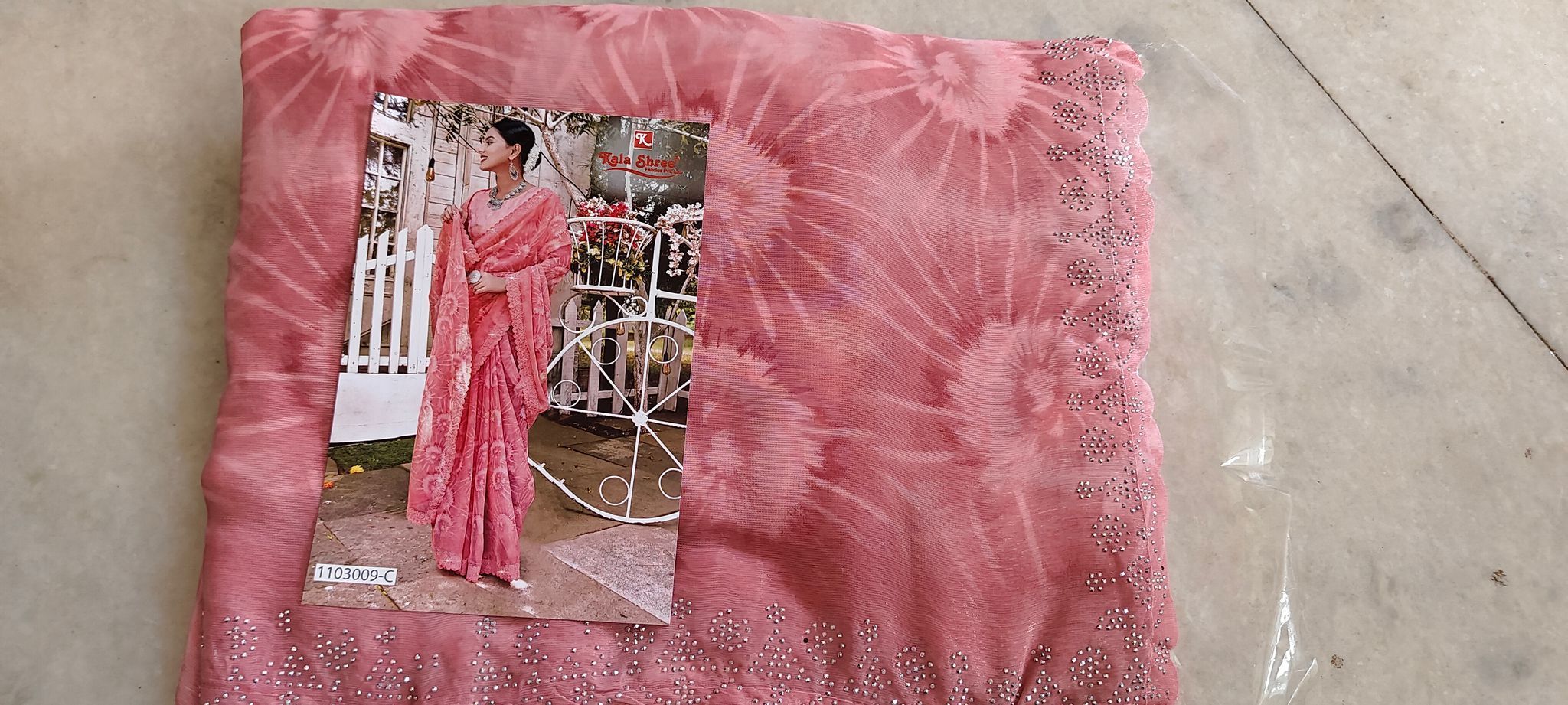 Georgette Saree With Heavy Stone Work And Embroidery