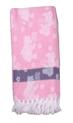 Pink Baby Blanket with Teddy Bear Design