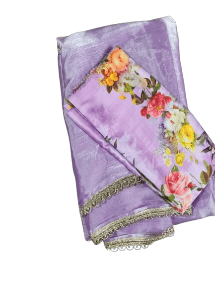 Lavender Colour Georgette Saree With Blouse Piece