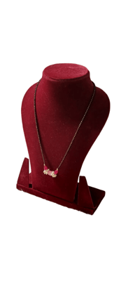 Delicate Pink and White Beaded Mangalsutra with Floral Pendant