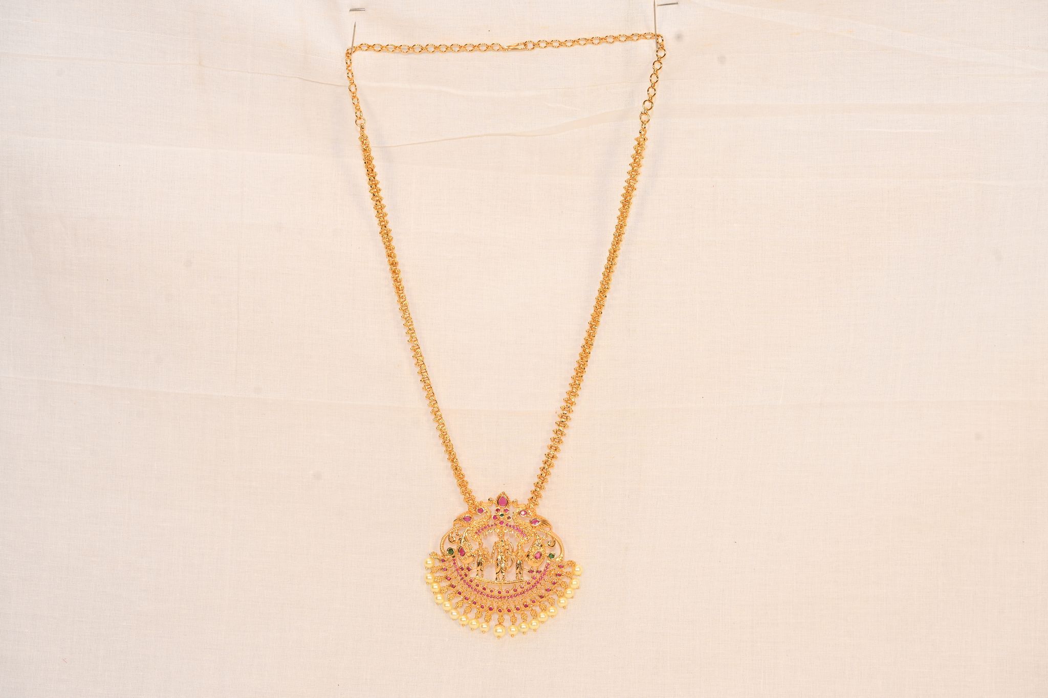 Gold Plated Temple Pendant Necklace Set