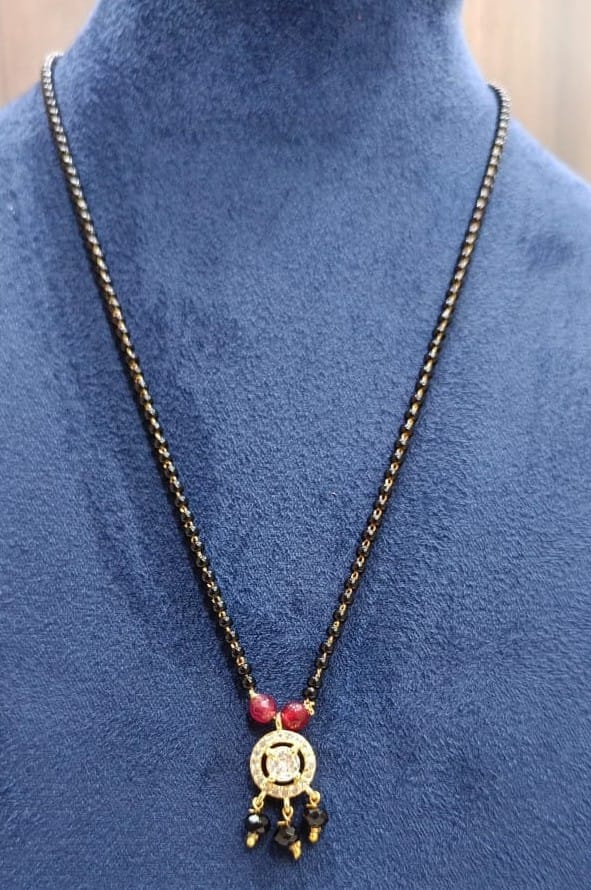 Black Beads Mangalsutra with Gold Plated Pendant for Women