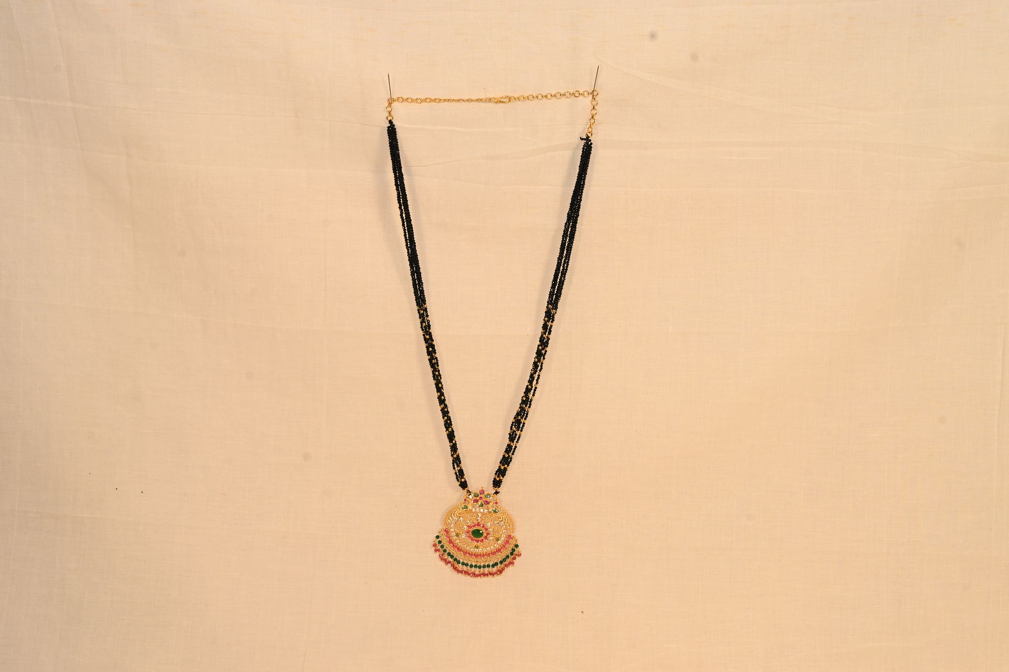 22K Gold Mangalsutra with Black Beads