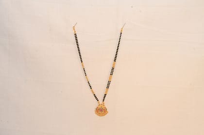 22K Gold Plated Traditional Mangalsutra Tanmaniya With Black Beads for Women