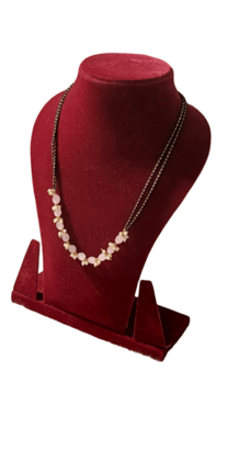 Delicate Pink Beaded Mangalsutra with Golden Beads