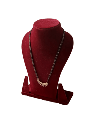 Black Beads Mangalsutra With Cubic Zirconia Stones