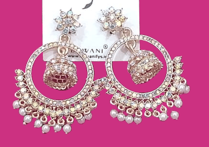 Gold Plated Kundan & Pearl Drop Earrings