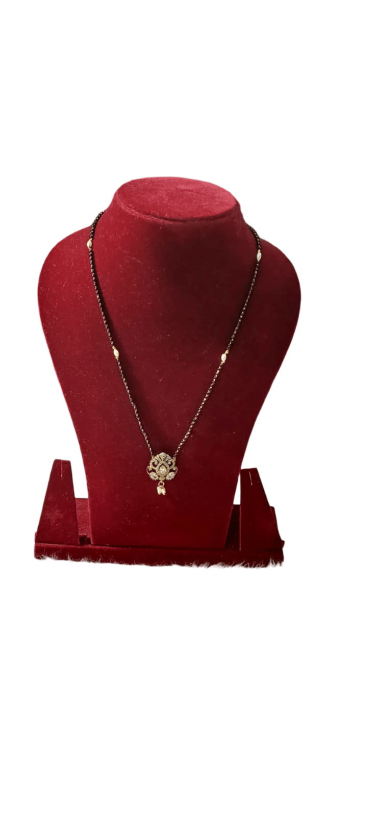 Black Beads Mangalsutra with Golden Pendant