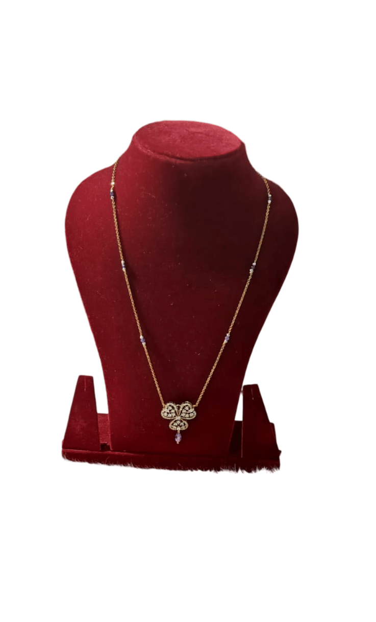 Gold Plated Butterfly Pendant Necklace with Purple Crystal