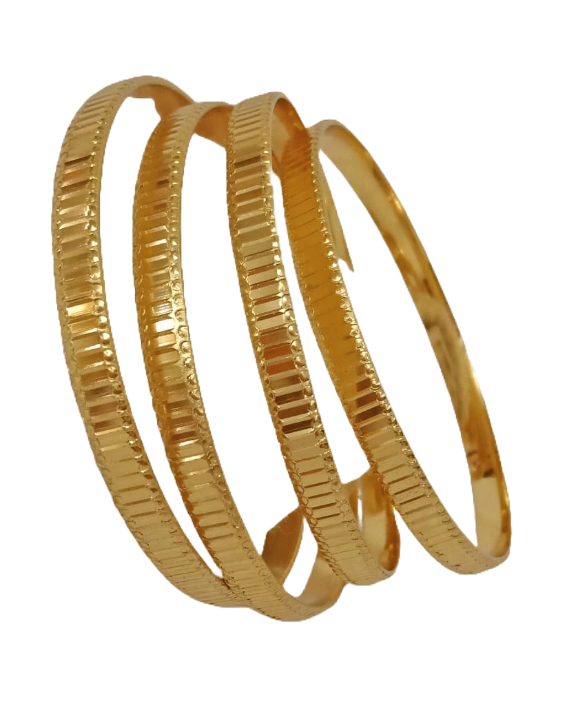Gold Plated Textured Bangle Set of 4