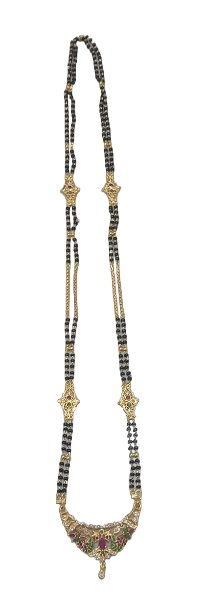 22K Gold Plated Mangalsutra with Black Beads for Women