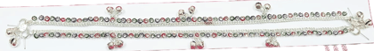 92.5 Silver Traditional Indian Anklet Juda Payal With Multicolor Beads