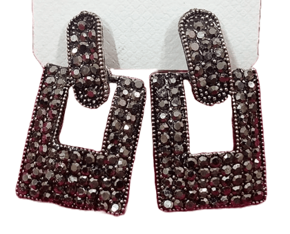 Gunmetal Gray Rhinestone Statement Earrings