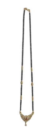 22K Gold Plated Mangalsutra Tanmaniya With Black Beads for Women